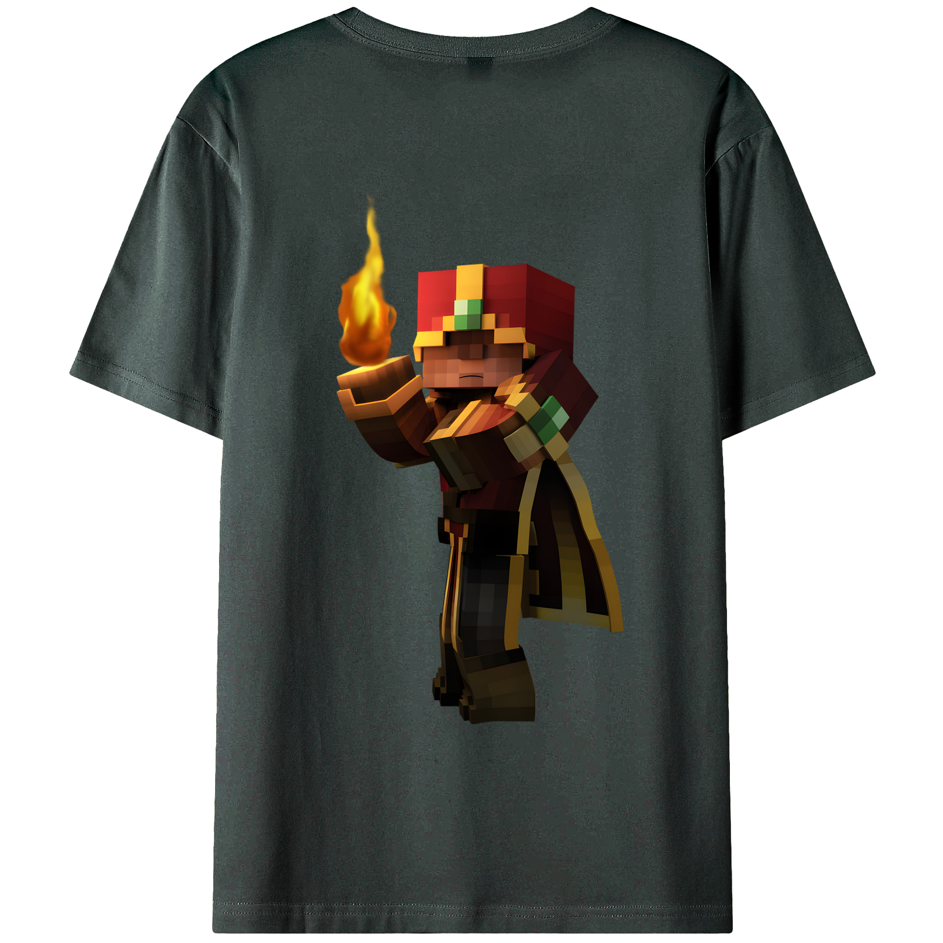 （画像用） マインクラフト ブロックの世界 Minecraft MC Block world 綿100％ メンズ半袖Tシャツ（バックプリント） 通気性